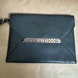 Stella & Dot Black Envelope Clutch with Rose Gold Coloured Hardware. 8.5” x 6”